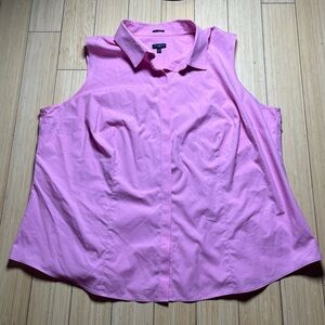 Talbots Sleeveless Blouse Wrinkle Resistant 22W Pink Pretty In Pink